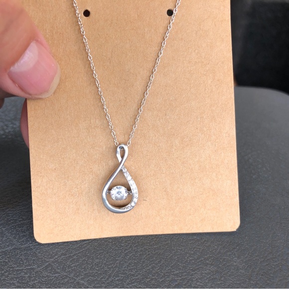Sterling Silver Clear CZ Floating Gem Infinity Necklace EUC - Picture 5 of 10